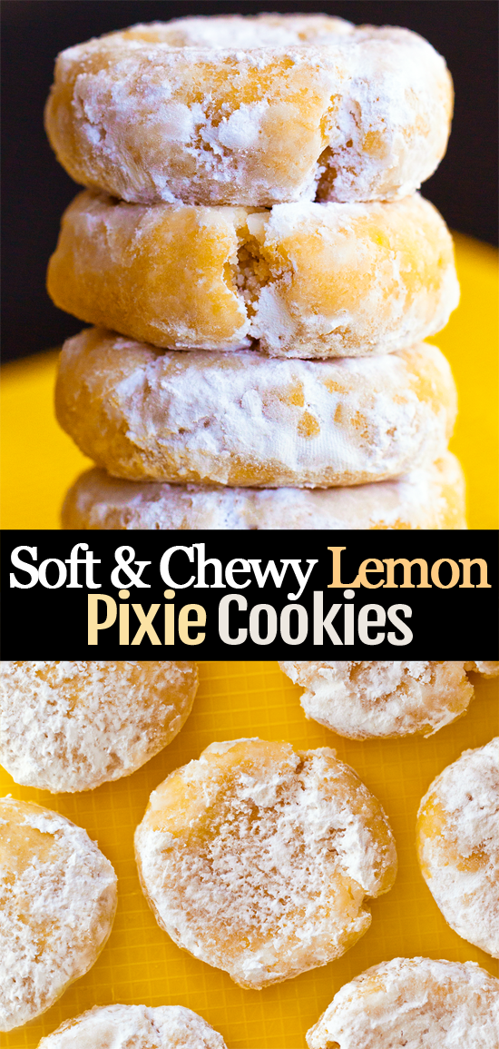Lemon pixie cookies with moist and chewy texture