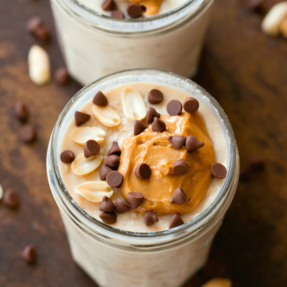 Chocolate Peanut Butter Overnight Oats with Yogurt