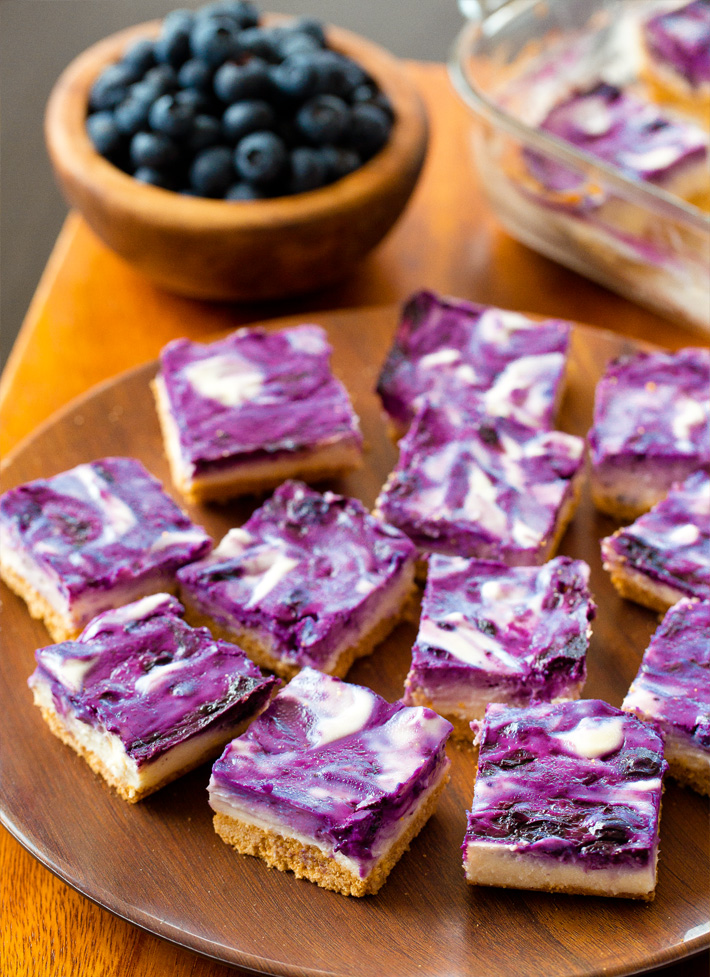 Blueberry Swirl Cheesecake Bars