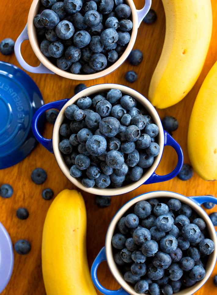 Fresh Blueberries And Bananas Food Photography