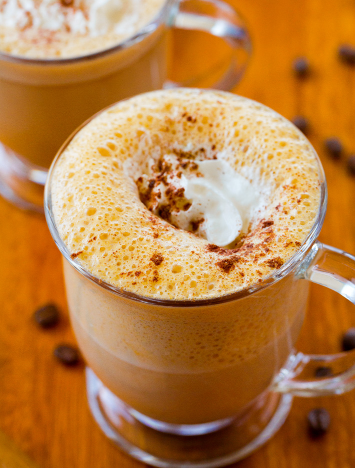 Healthy Pumpkin Spice Drink with Whipped Cream