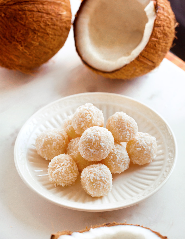 Homemade Coconut Balls Snack With Coconut Oil