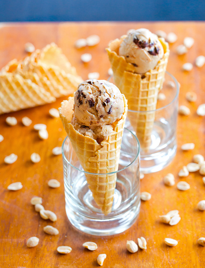 Peanut Butter Ice Cream Cones With Chocolate
