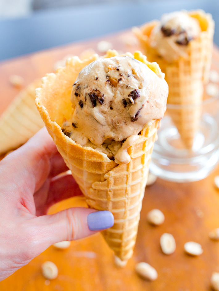 Chocolate Chip Peanut Butter Waffle Cone