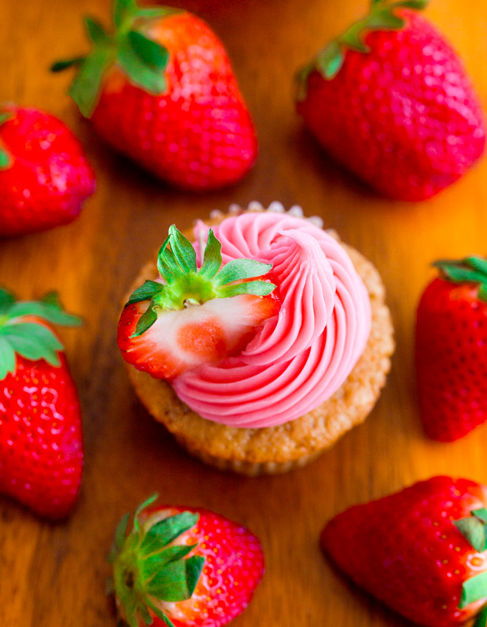 Plant Based Frosted Strawberry Cupcakes