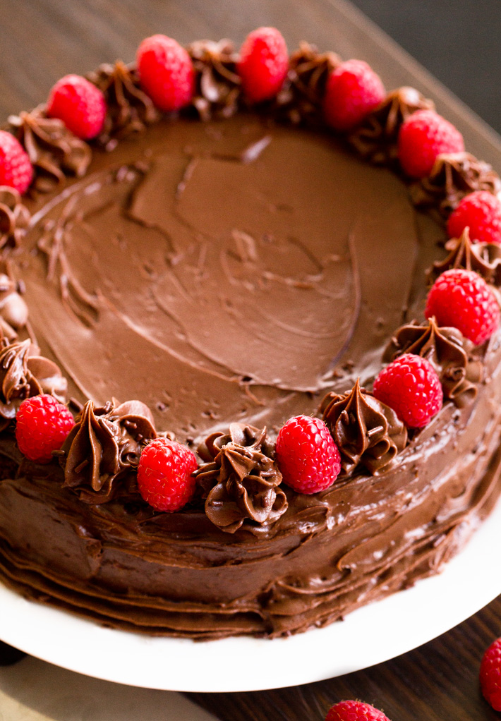 Chocolate Almond Flour Cake With Raspberries
