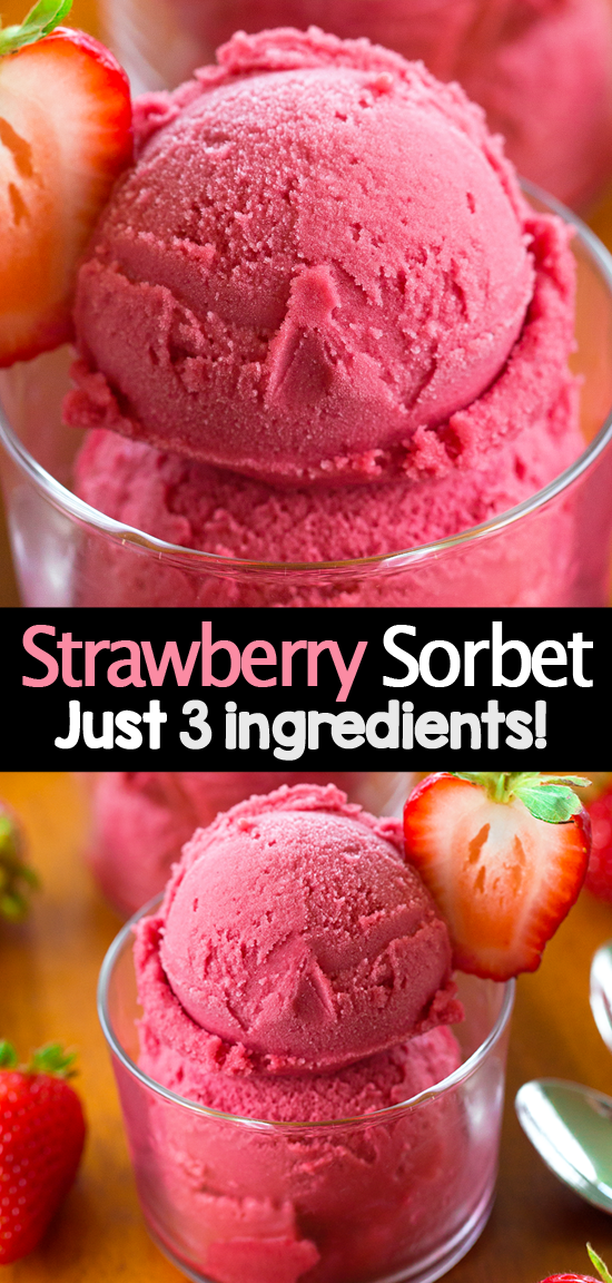 Low Calorie Strawberry Sorbet Frozen Dessert
