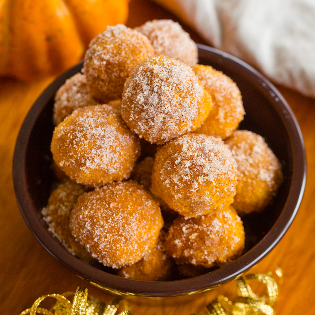 Pumpkin Donut Holes – Chocolate Coated Katie