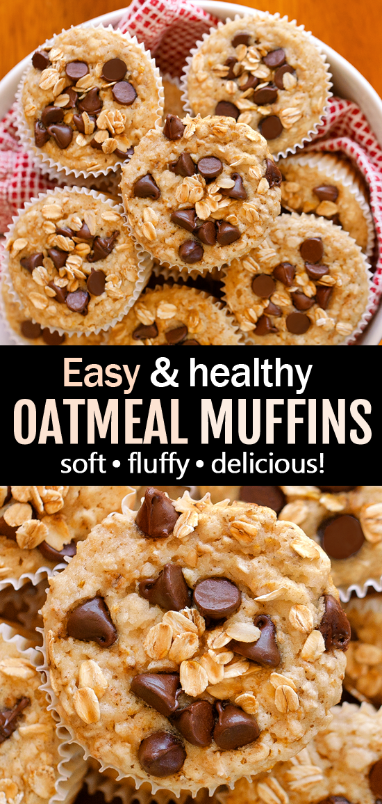 Healthy Snack Oatmeal Chocolate Chip Muffins