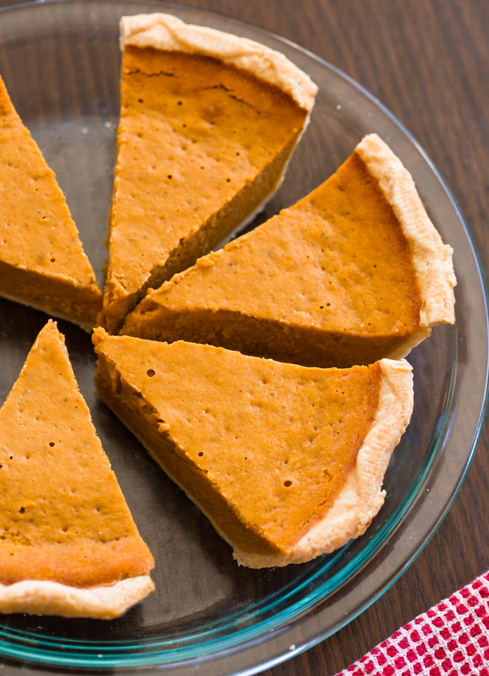 Healthy pumpkin pie slices with ice cream