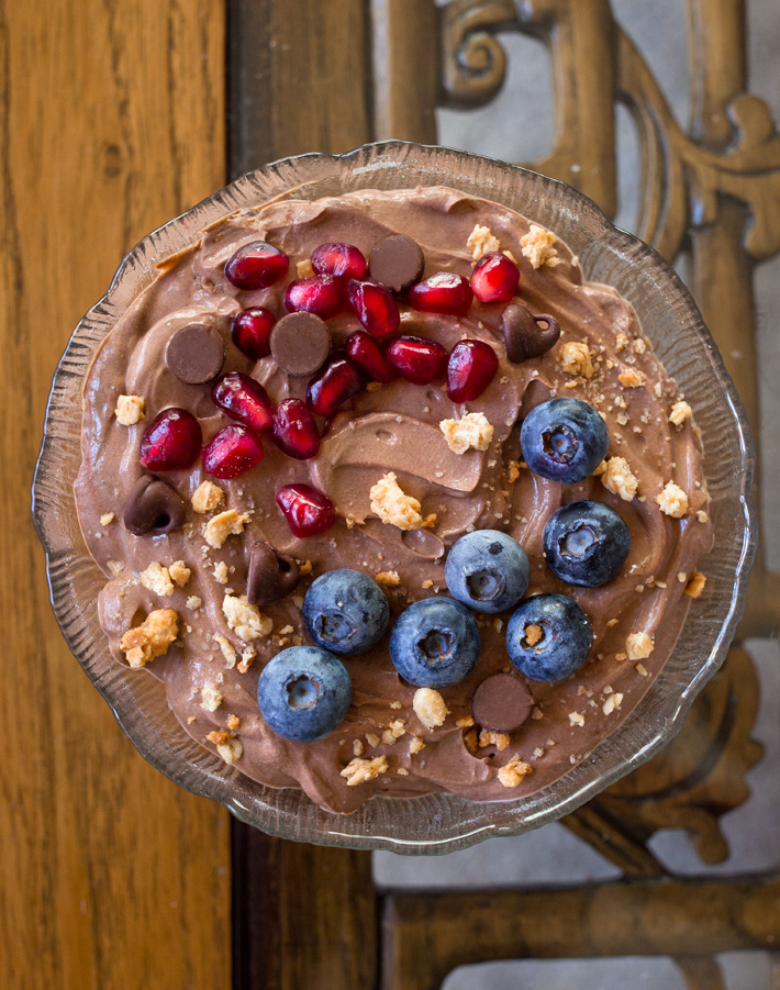 Chocolate Blueberry Protein Fluff Bowl