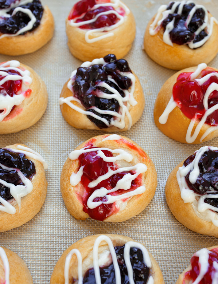 Vegan Blueberry Danish And Cherry Danish