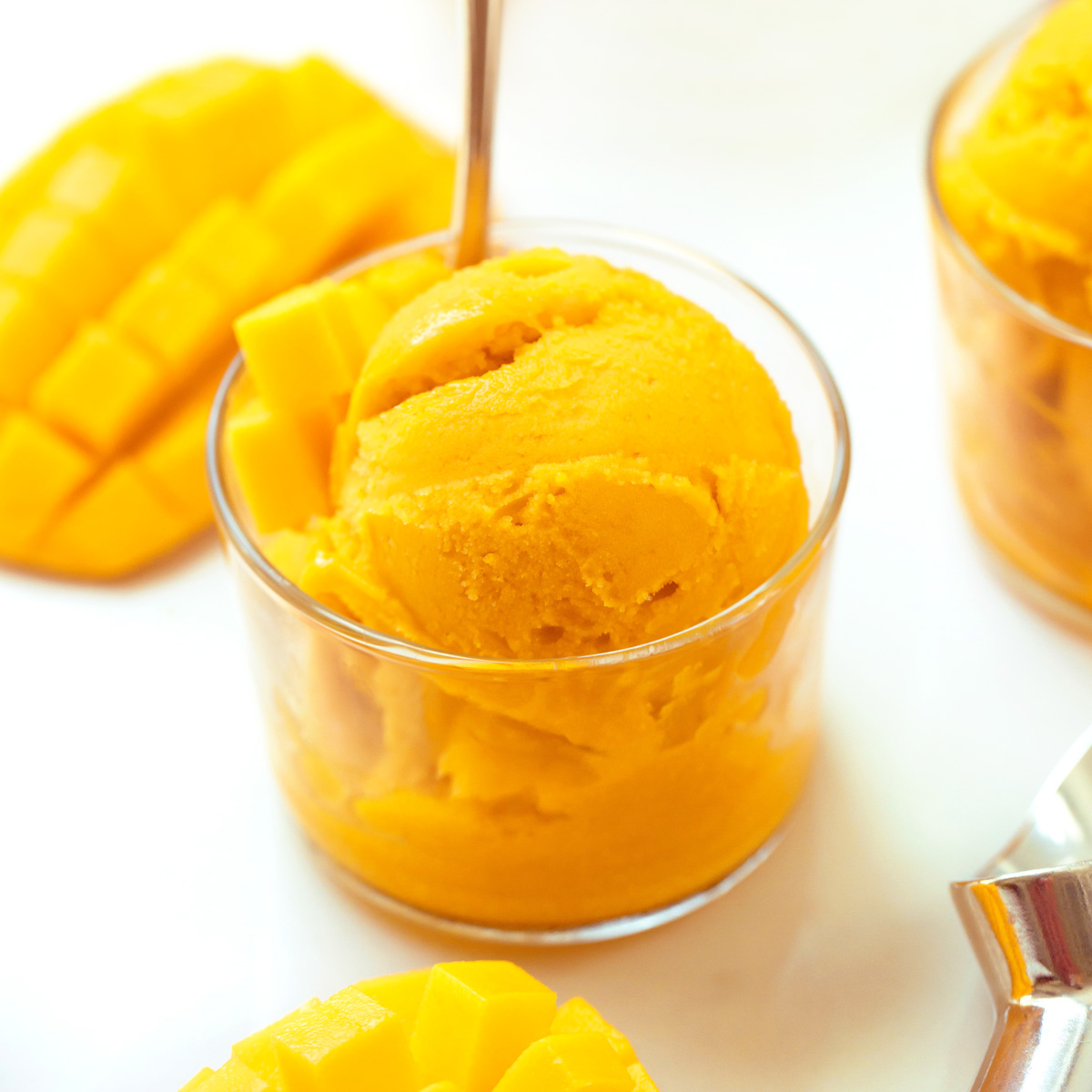 Mango Sorbet Recipe - Just 3 ingredients + No Ice Cream Machine!