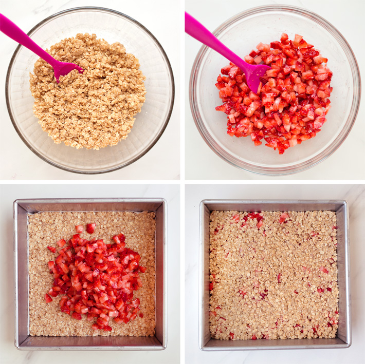 Step By Step Strawberry Oat Squares