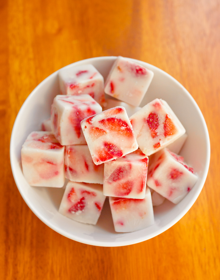 Strawberry Coconut Milk Ice Cubes