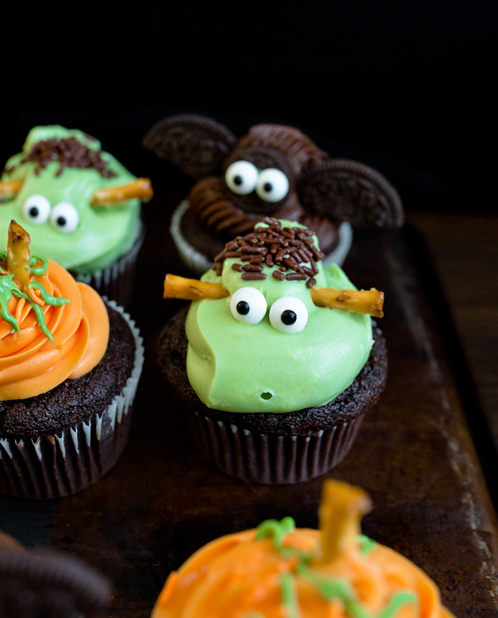 Green Frankenstein Monster Cupcakes