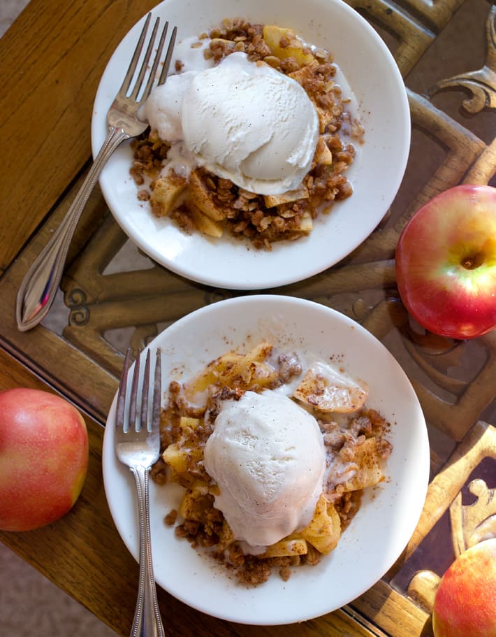 Oil-Free Vegan Apple Crisp and Ice Cream