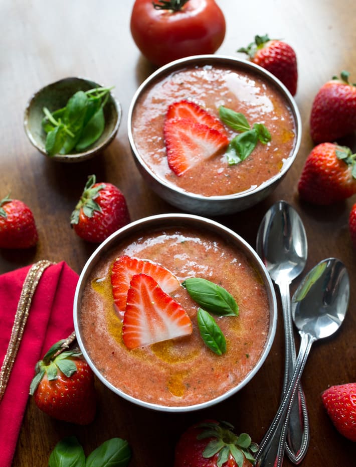Strawberry Gazpacho Bowl with Basil