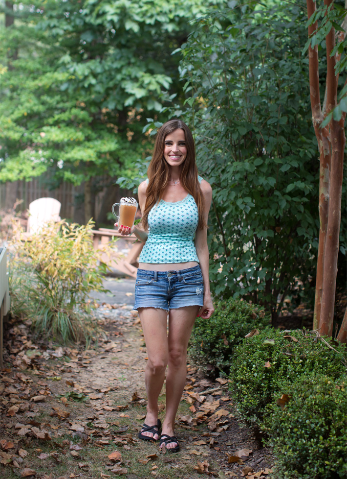 Girl With Frozen Coffee Beverage Girl With Frozen Coffee Beverage