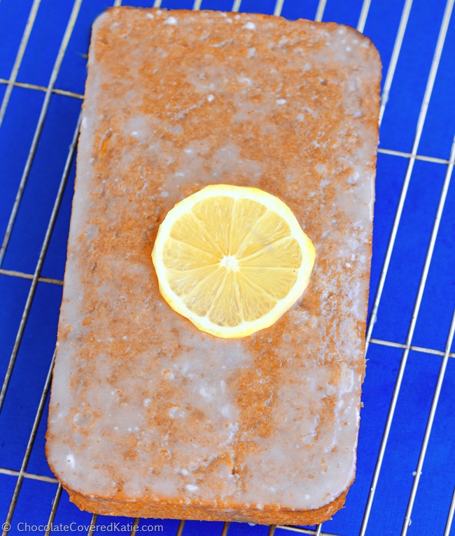 A soft and fluffy healthy lemon cake that melts in your mouth... Starbucks’ version has almost 500 calories and more than twice the sugar! Full recipe link: https://chocolatecoveredkatie.com/2015/03/24/starbucks-lemon-cake-healthy/