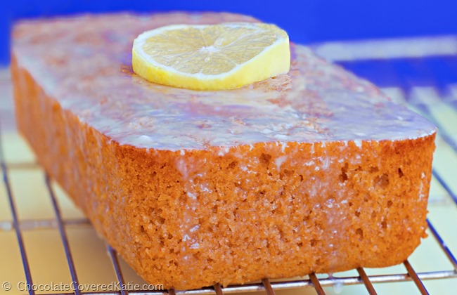 A soft and fluffy lemon cake that literally melts in your mouth... this healthy Starbucks lemon cake makeover is completely irresistible! Recipe link: https://chocolatecoveredkatie.com/2015/03/24/starbucks-lemon-cake-healthy/