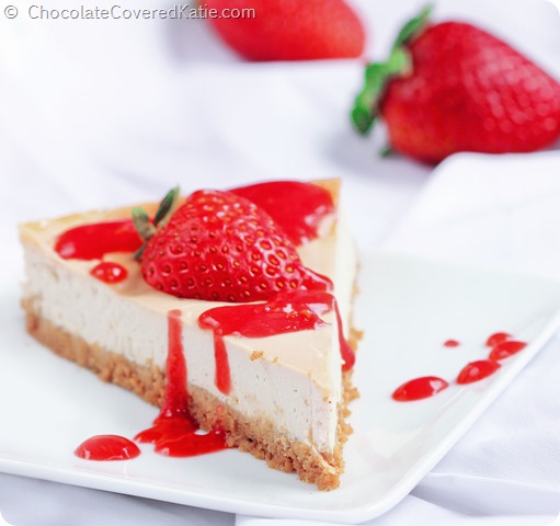 Recipe here: https://chocolatecoveredkatie.com/2014/06/26/raw-cheesecake-recipe/