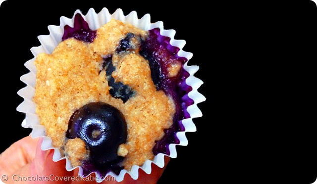 Blueberry Mini Muffin Recipe... impossible to eat just one! https://chocolatecoveredkatie.com/2014/07/07/blueberry-mini-muffins/