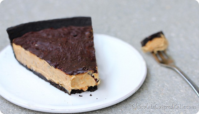 Chocolate Peanut Butter Cup Pie https://chocolatecoveredkatie.com/2014/02/17/chocolate-peanut-butter-cup-pie/