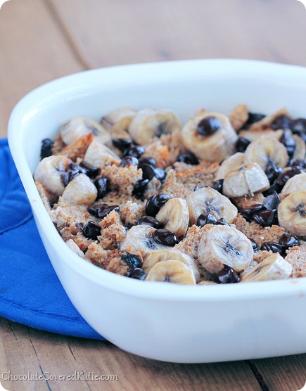 Clean Eating Chocolate Chip Bread Pudding