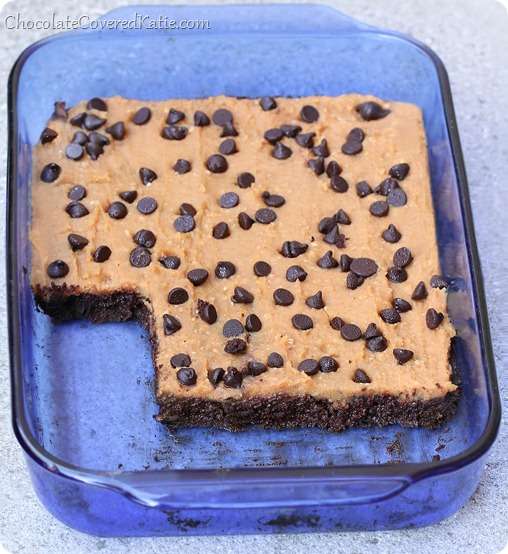 I tried these brownies last night, and they are phenomenal!!!! We polished off the entire pan! @choccoveredkt - https://chocolatecoveredkatie.com/2014/02/21/cookie-dough-brownies/