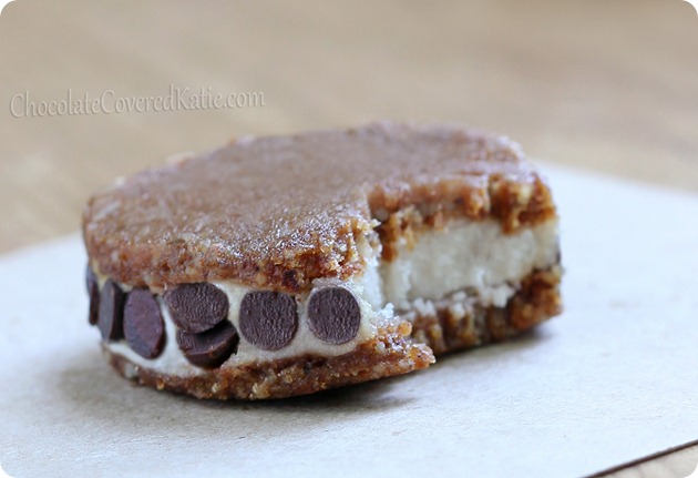 Easy Homemade Chocolate Chip Ice Cream Cookie Sandwiches https://chocolatecoveredkatie.com/2013/08/22/chipwich-ice-cream-sandwiches/