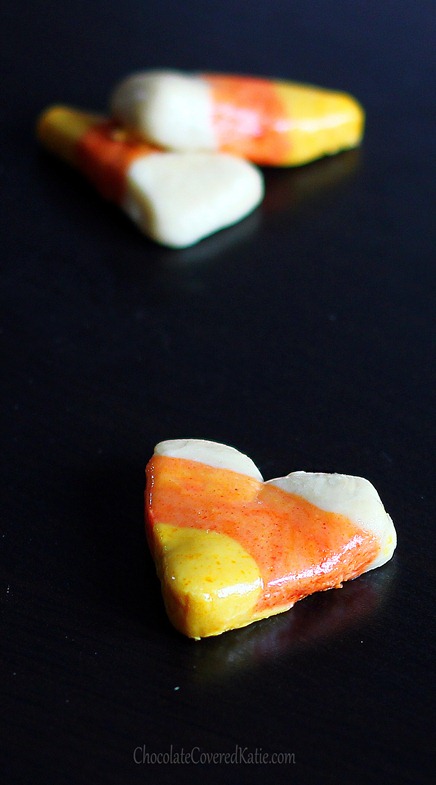 Healthier candy corn recipe you can do at home - without the artificial ingredients & corn syrup. From @choccoveredkt... Full recipe: https://chocolatecoveredkatie.com/2012/10/28/vegan-candy-corn/