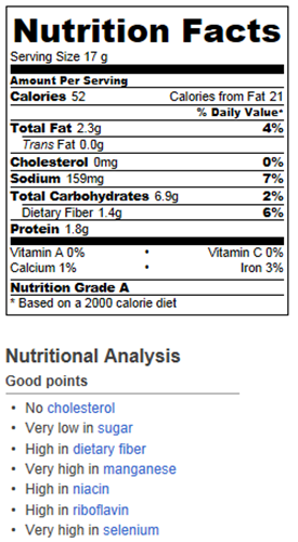 goldfish crackers nutrition label