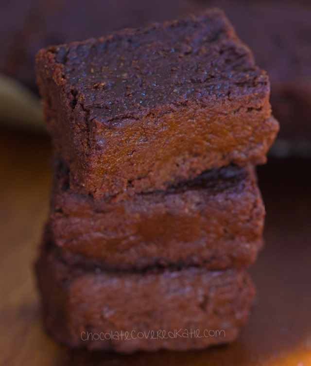 Rich, chocolatey, moist, decadent brownies from @choccoveredkt – fudgiest brownie recipe you will ever try: https://chocolatecoveredkatie.com/2016/01/26/unbelievable-melty-gooey-brownies/