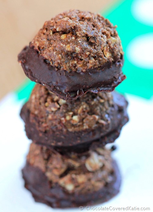 Secretly healthy & can be made in the microwave. Recipe here: https://chocolatecoveredkatie.com/2014/12/11/peppermint-chocolate-coconut-cookies/
