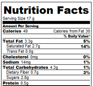 cookie nutrition label