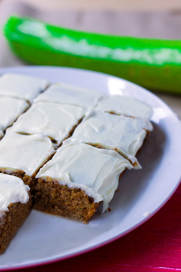 Irresistibly light and moist zucchini cake from @choccoveredkt, with a full cup of zucchini packed into the recipe! https://chocolatecoveredkatie.com/2015/07/20/zucchini-cake-recipe/