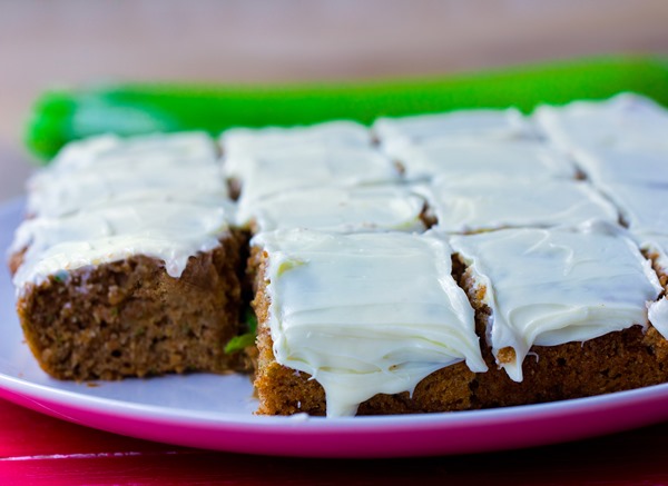 Irresistibly light zucchini cake from @choccoveredkt, with a full cup of zucchini packed into the recipe! https://chocolatecoveredkatie.com/2015/07/20/zucchini-cake-recipe/