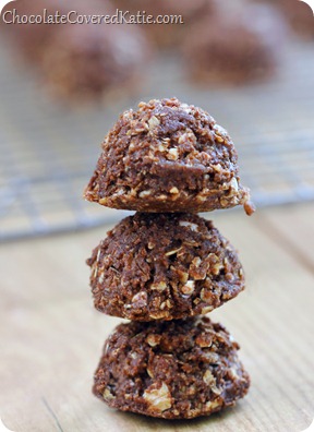 Easy #nobake chocolate cookies - VERY addictive - We couldn't stop eating them! https://chocolatecoveredkatie.com/2013/12/19/mexican-chocolate-bake-cookies/ @choccoveredkt