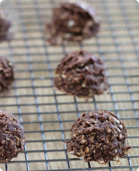 Easy #nobake chocolate cookies - VERY addictive - We couldn't stop eating them! https://chocolatecoveredkatie.com/2013/12/19/mexican-chocolate-bake-cookies/ @choccoveredkt