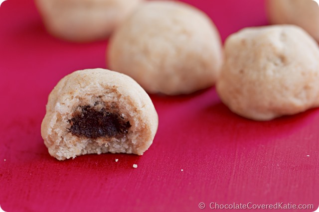 These cookies will MELT in your mouth! https://chocolatecoveredkatie.com/2014/12/16/nutella-stuffed-sugar-cookies/