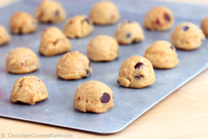 Melt-in-your-mouth peanut butter cookie dough balls... impossible to eat just one! They are GF / Egg-free / Dairy-free / Sugar-free / & Soy-free. Continue reading---> https://chocolatecoveredkatie.com/2015/02/23/peanut-butter-bliss-balls/