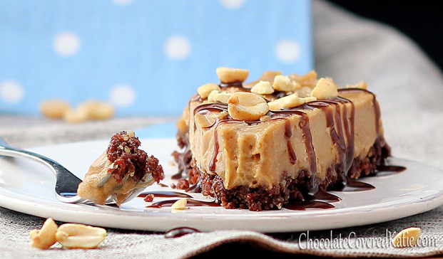 Peanut Butter Pie- no bake and secretly healthy! https://chocolatecoveredkatie.com/2012/09/09/no-bake-peanut-butter-pie/