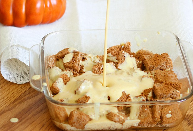 Pumpkin baked french toast- perfect for Thanksgiving breakfast.