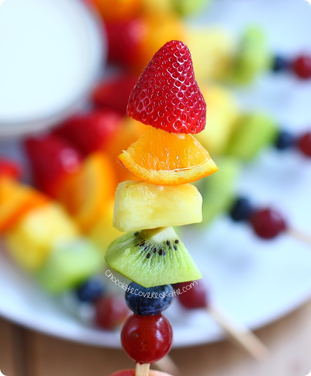 Rainbow fruit kabobs from @choccoveredkt. Easy to make & kid-friendly snack. Rainbow fruit kabobs from @choccoveredkt. Easy to make & kid-friendly snack. https://chocolatecoveredkatie.com/2015/05/15/rainbow-fruit-kabobs/ 