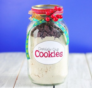 chocolate chip cookies in a jar