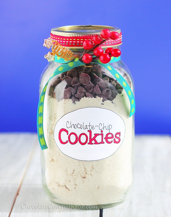 healthy chocolate chip cookies in a jar