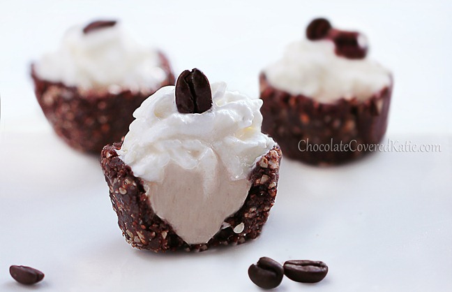 Coffee Cream Brownie Bites: https://chocolatecoveredkatie.com/2013/08/05/coffee-cream-brownie-bites/