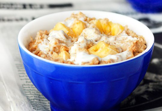 One of my all time favorite breakfast recipes. It is so creamy and delicious! Recipe here: https://chocolatecoveredkatie.com/2012/02/01/peanut-butter-breakfast-pudding/